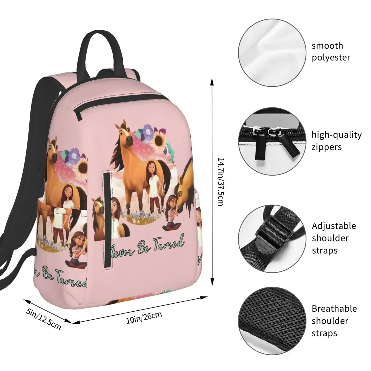 Never Be Tamed Spirit Riding Free Backpack Student BookBag Children School Bag Computer Shoulder Bags Boys Girls