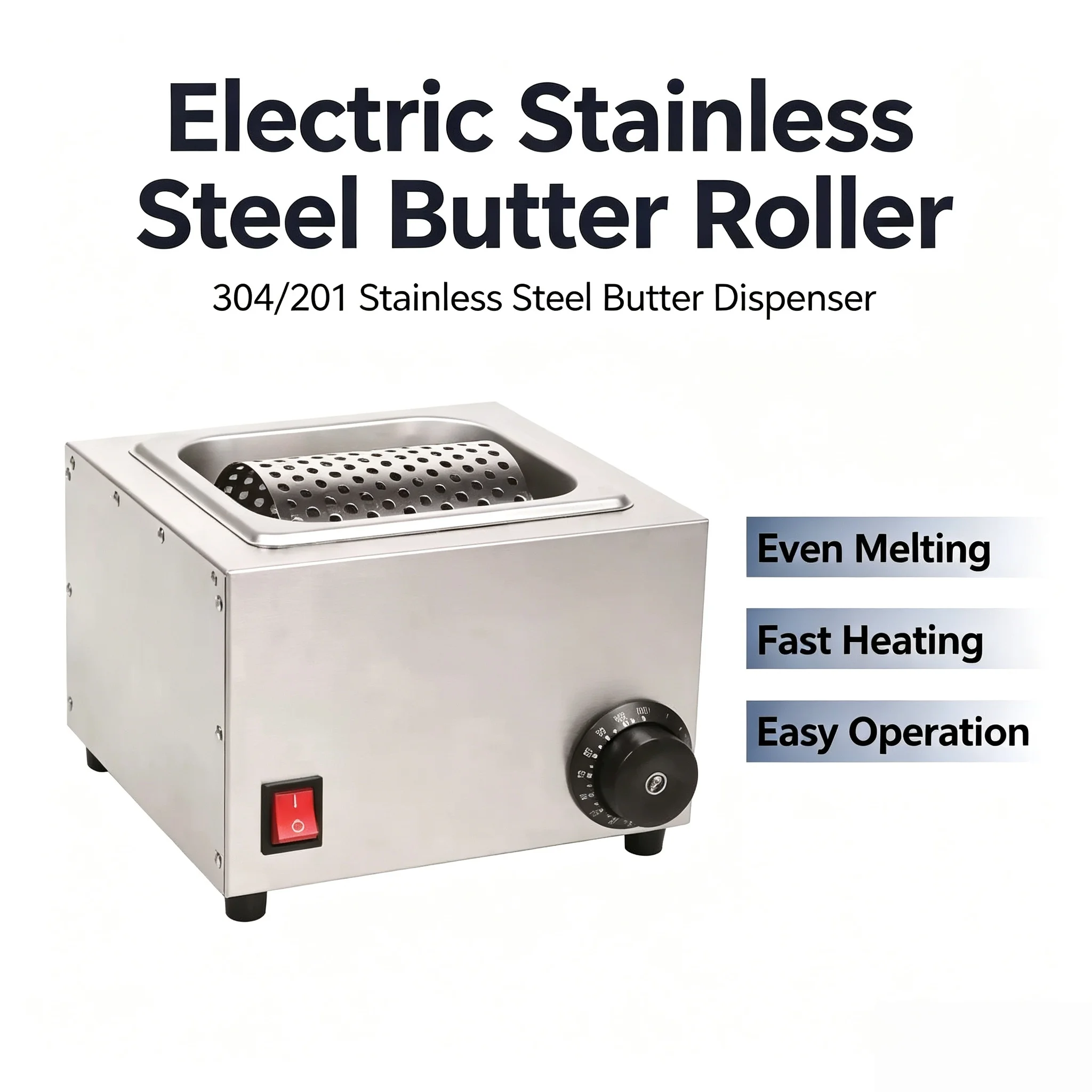 Electric Stainless Steel Butter Roller, 304/201 Stainless Steel Butter Dispenser, Commercial Burger Equipment for Street Food St