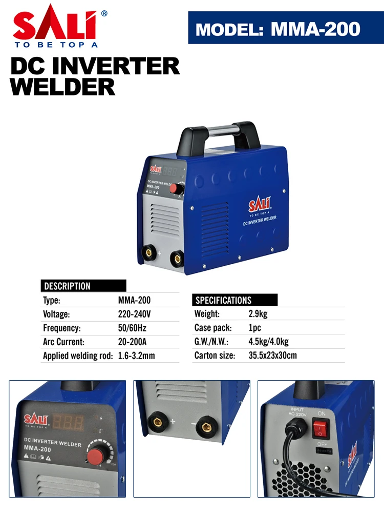 Picture 4: SALI-MMA-200 Digital Display DC Inverter Arc Welding Machine 220V MMA Welding Machine for Steel Material