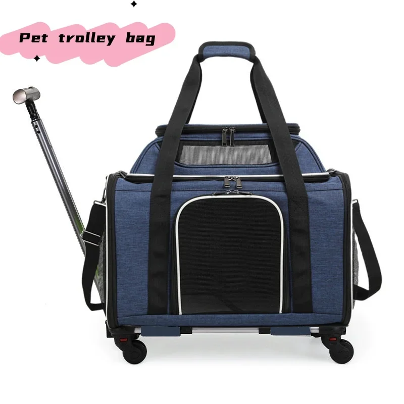 

Increased pet crate Large capacity pull rod portable cat and dog bag portable portable convenient folding mesh breathable