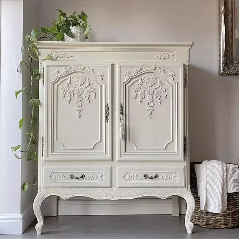 

Американский обеденный боковой шкаф из цельного дерева для гостиной, современный простой входной шкаф для прихожей, ретро резной цельный европейский шкаф для хранения вещей