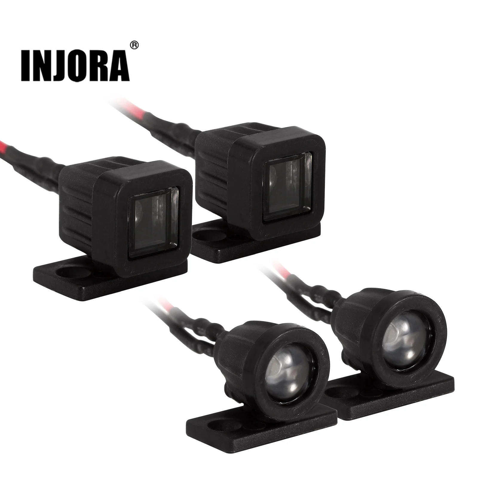 INJORA Bright Headlights 2LED Lights White Spotlight for 1/10 1/12 1/16 RC Model Car