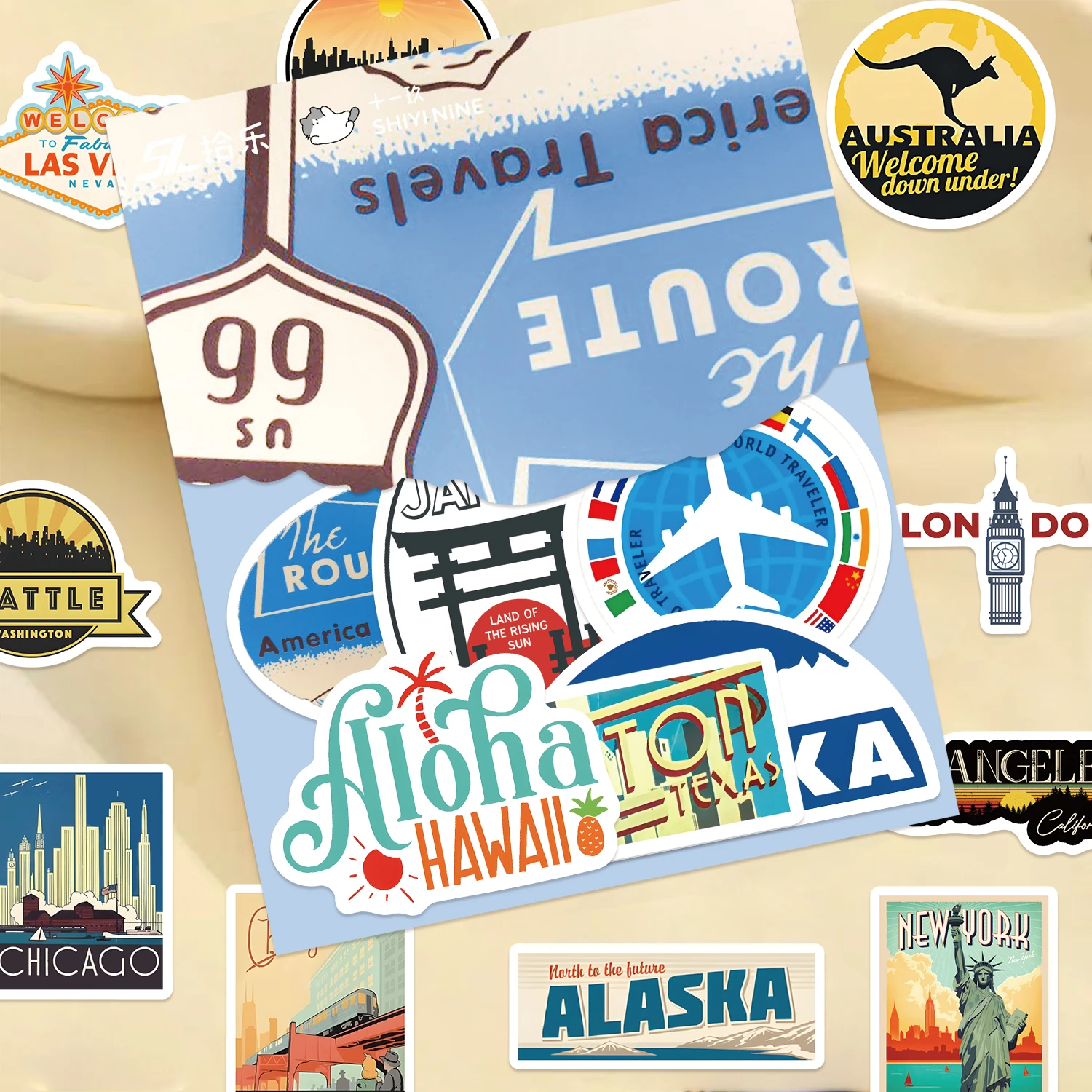 30pcs Retro Creative Sticker Pack Artistic Decoration Computer Water Cup Guitars Creative Waterproof Gift Decal