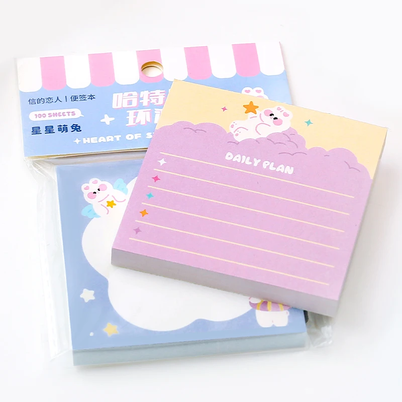 100Pcs Cute Rabbit Cat Travel Memo Pad Daily Weekly Check List Message Notes Paper Notepad School Stationery Supplies