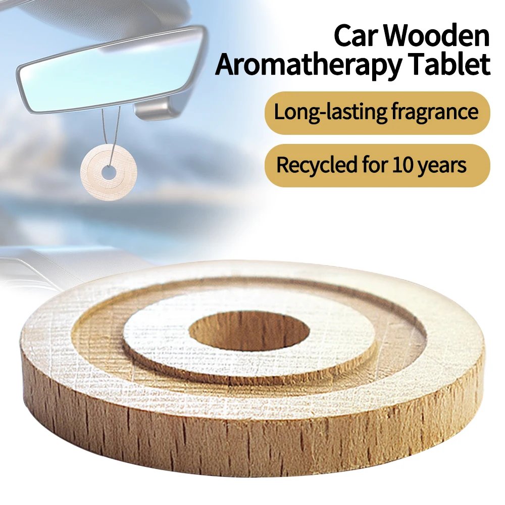 Car Air Freshener Wood Tablet for Essential Oils Hanging Natural Beech Perfume Refill Fragrance Diffusing Pads Aroma Replacement 