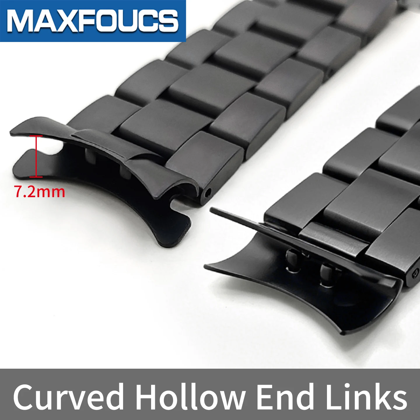 Gebürstetes Uhrenarmband aus Edelstahl, passend für PRX-Uhrengehäuse, konvexe solide Endglieder, Doppelverschluss mit Druckknopf, Zubehör – Detail 2