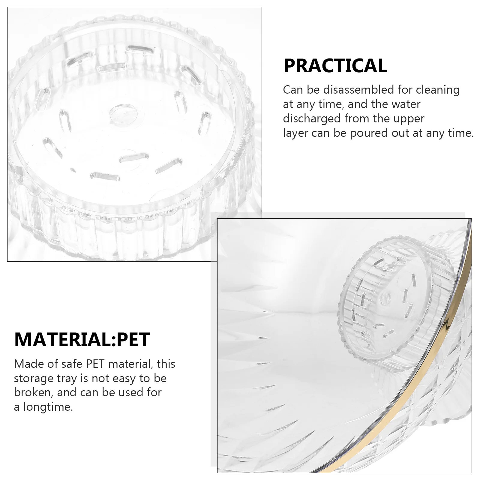 

High Foot Fruit Plate Detachable Pet Drain Tray Multi-Function Storage Holder for Parties Weddings Kitchen Snacks Snacks Serving