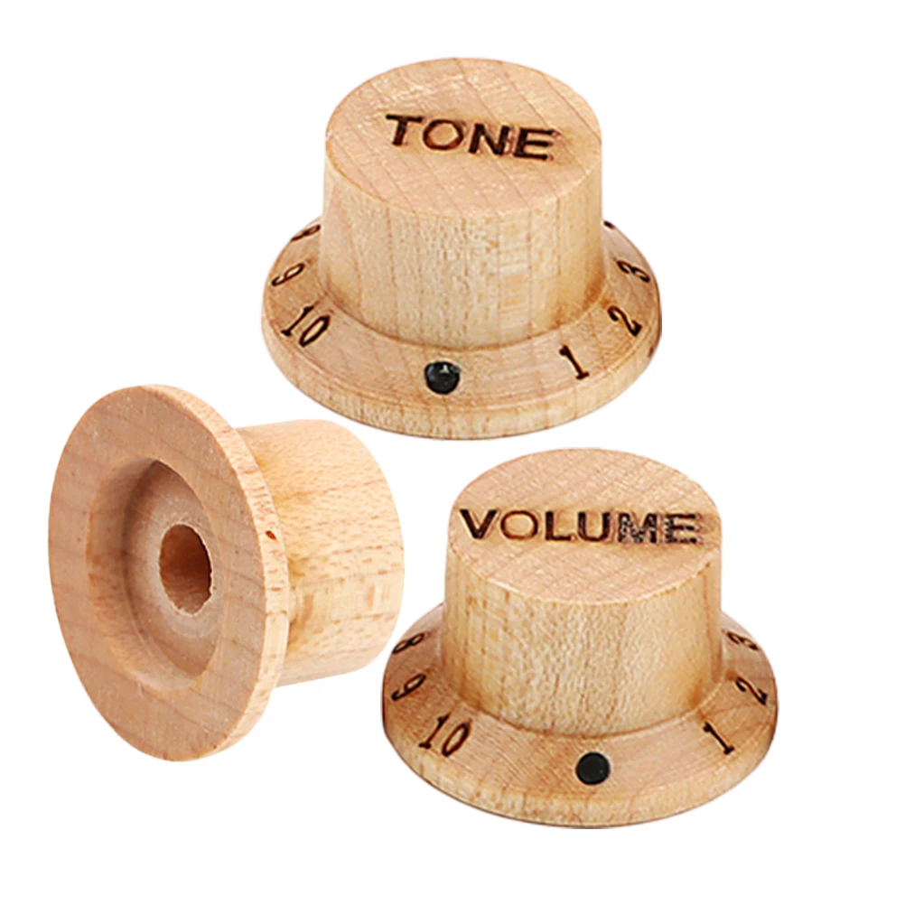 

3 Guitar Knobs Volume Tone Wood Control Replacement Parts Accessories for Bass Electric Guitars Musical Instruments