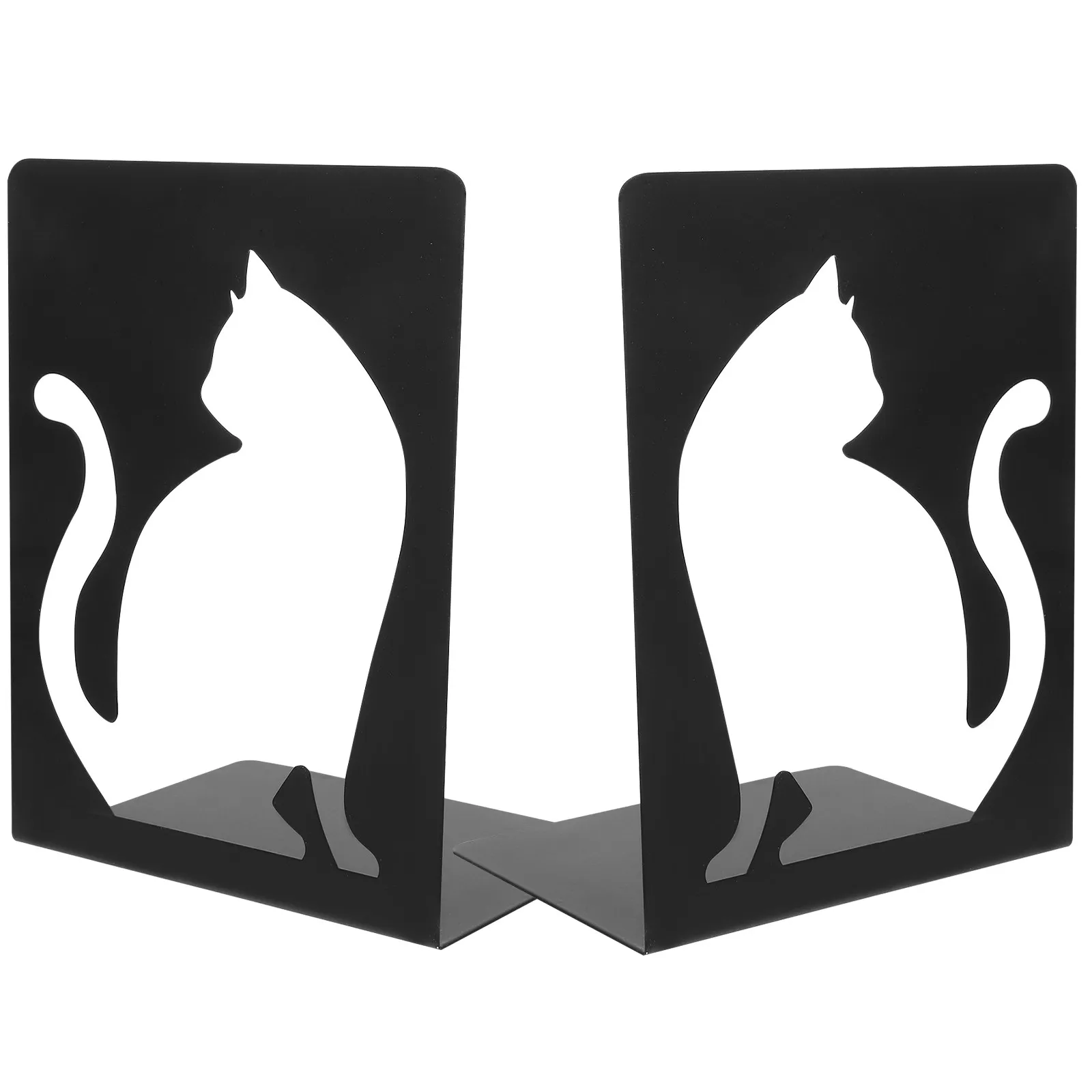 2Pcs Metal Cat Design Decorative Holder Metal Book Ends For For Office Book Bookends Heavy Duty Reading Shelves