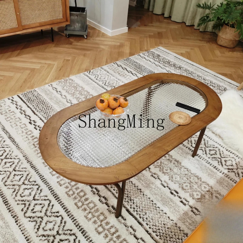 

WYX coffee table glass small apartment living room solid wood tea table modern furniture