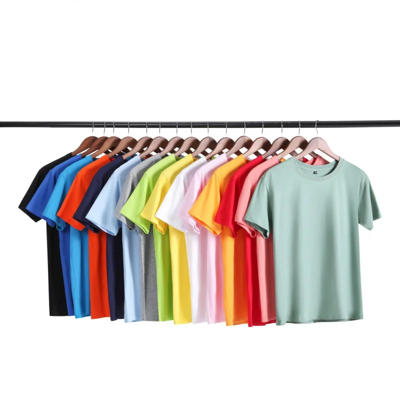 

Cotton Round Neck Solid Color-Shirt Combed Cotton Short Sleeve Custom Advertising Shirt Group Uniform Cultural Shirt Work