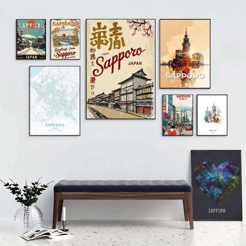 S-Sapporo Scenic Landmark Posters Living Room Bar Cafe Quality Canvas Vintage Style Comics Painting Art Home Wall Decor Picture