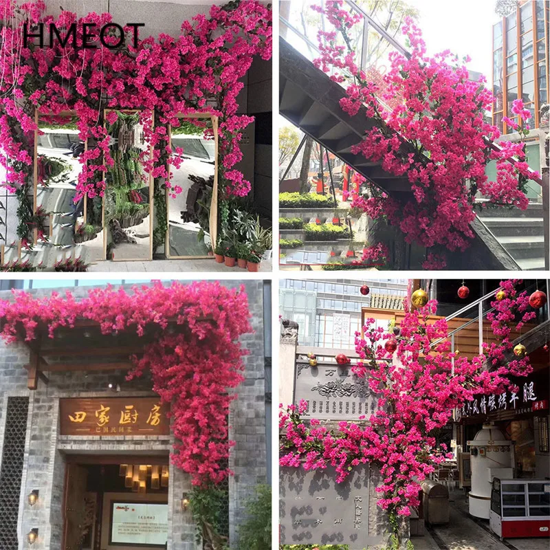 Bougainvillea Artificial Flower Silk Fake Flower Wedding Home Decor Garden Engineering Landscaping Plants Garland Flower Wall