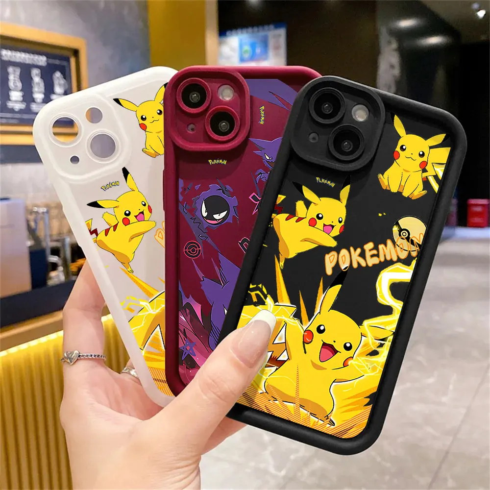 Pokemon animation Phone Case for iPhone 15ProMax 13 Mini 12 Pro XR 8 7 XS Max SE 14 Plus 11 Pro Silicone Coque Funda Soft Cover