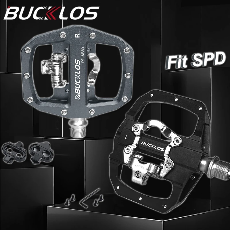 BUCKLOS Mtb Lock Pedals For SPD Sealed Bearing Mountain Bike Pedal Flat&Lock Bicycle Dual Function Clipless Pedal Cycling Parts