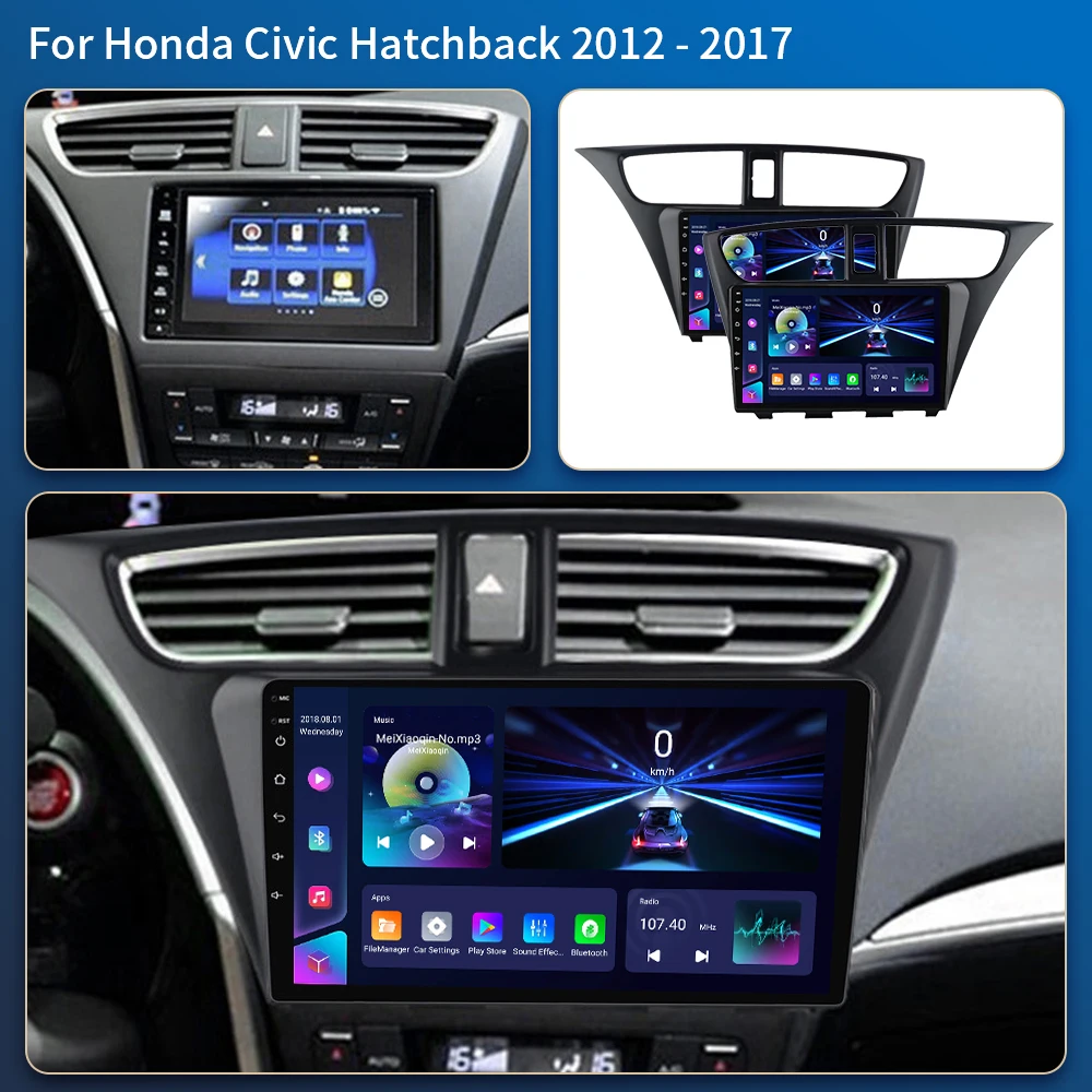 Android 16 Carplay Car Radio For Honda CIVIC Hatchback 2012 2013 2014 2015 2016 2017 Multimedia Player Navigation GPS Stereo view 2