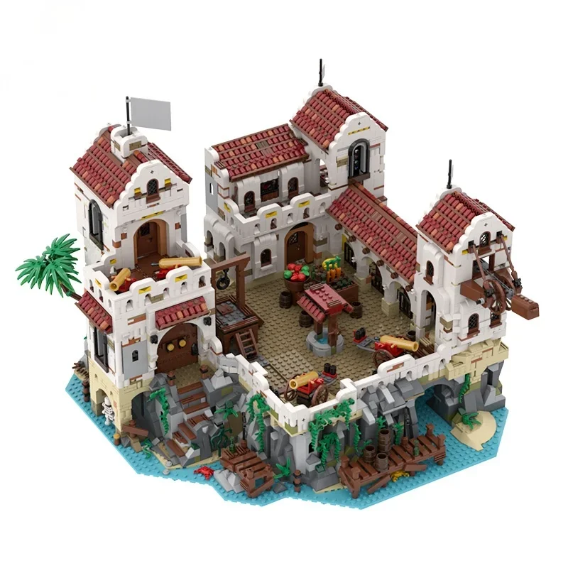 Piraten Thema Ideen Modell Bausteine MOC-49155 Eldorado Festung Piraten Piraten Barracuda Bay Ziegel Spielzeug für Kinder Geschenk