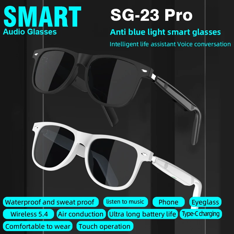

SG23 ELegant White Smart Sunglasses For Women, Bluetooth 5.4 Hands-Free Calls, Cat Eye Gradient Lens, Fashion Tech Accessory