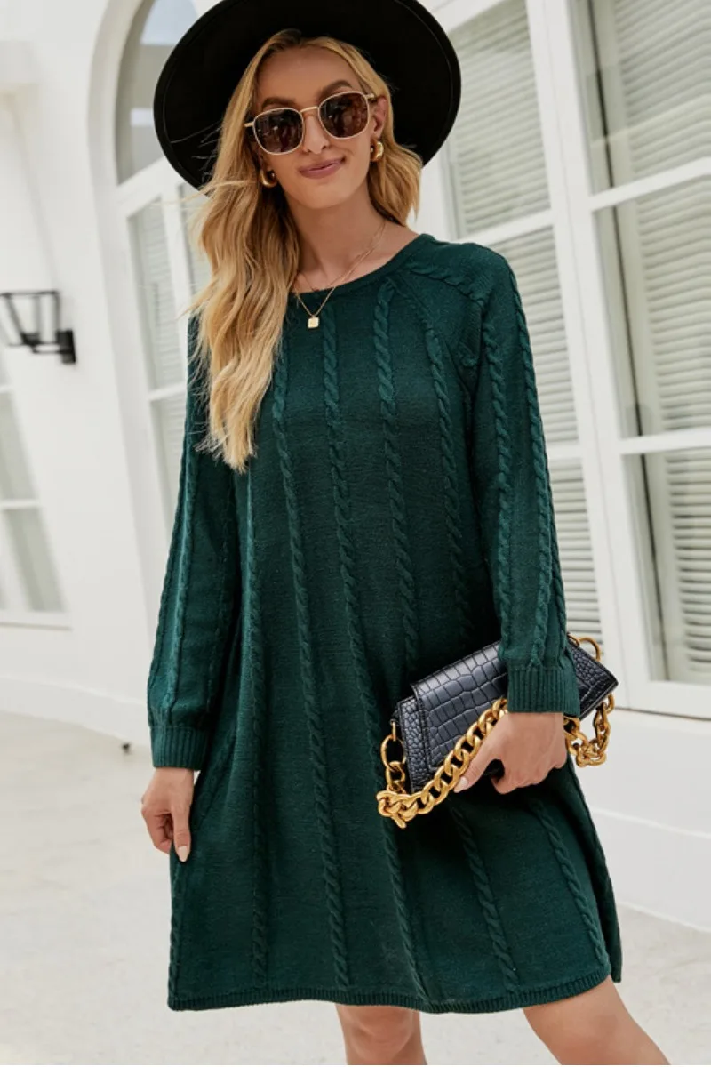 

Popvil Round Neck Knit A Line Dress