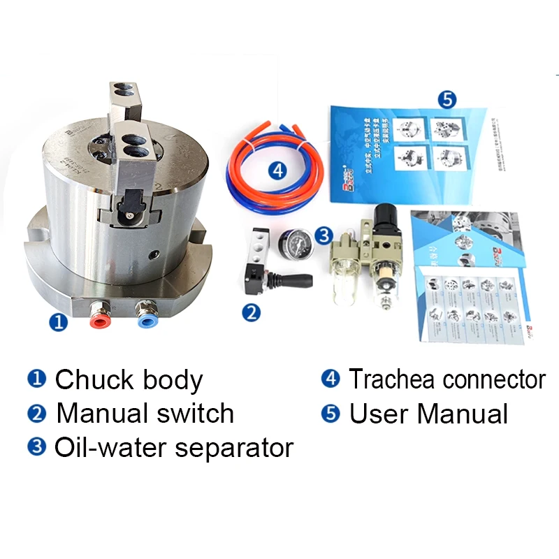 

4 Inch 2 Jaw Hollow Pneumatic chuck vertical Air chuck hole diameter 23mm for drilling machine and milling machine platform