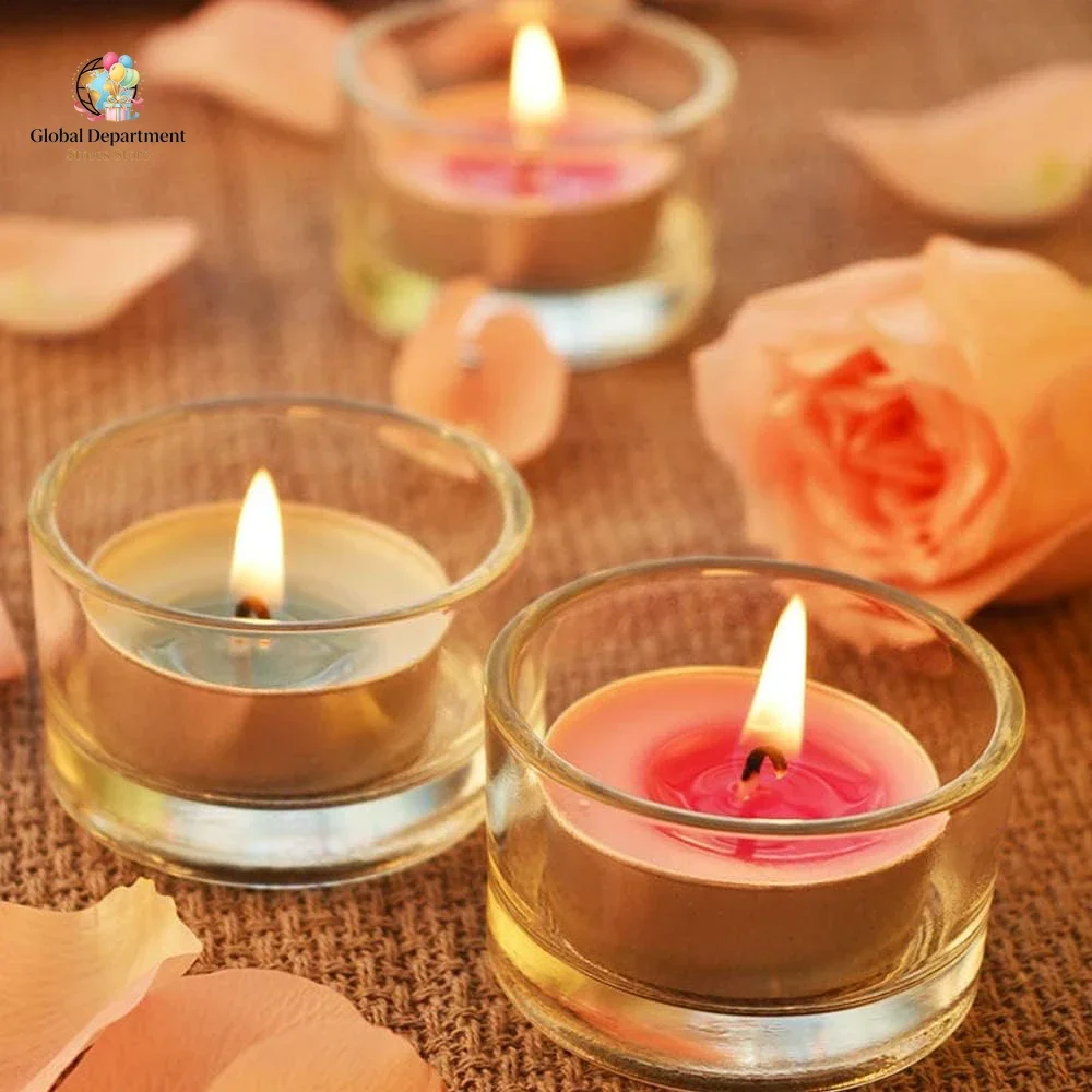 Set of 6 Clear Glass Tealight Candle Holders 1 X 2 Inches Each Perfect for Wedding Dinner Party Centerpieces And Home Decor
