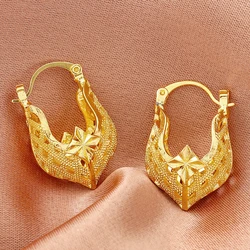 Fashion Gold Color Geometry Hollow Hoop Earrings for Women Vintage Exaggerated Luxury Large Earring Statement Jewelry Party Gift