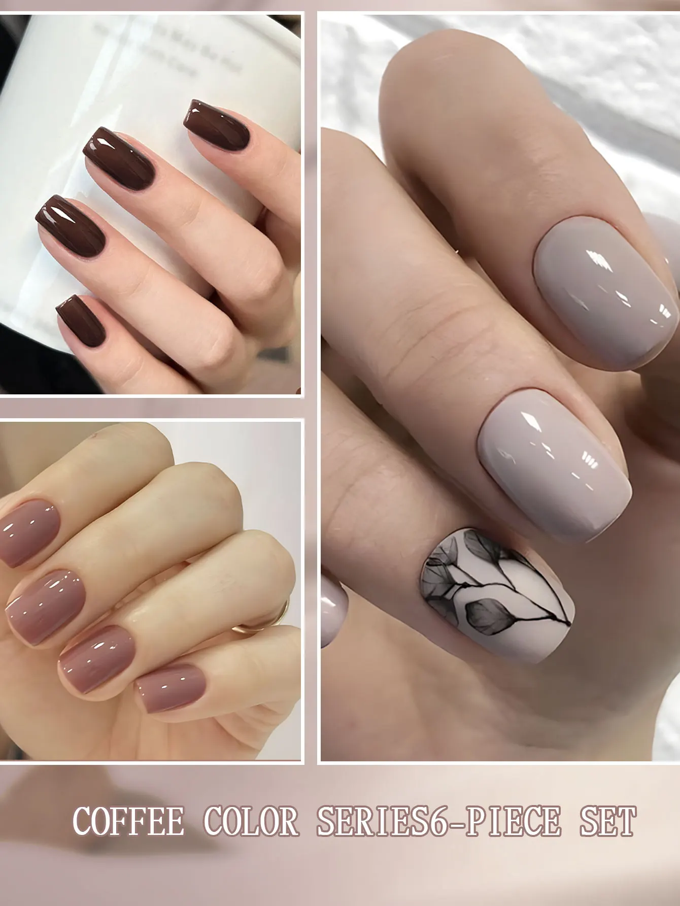 ชุดยาทาเล็บเจล VOKY Autumn, 6 สี ลอกออกได้ ดีไซน์ทำเล็บด้วยแสงยูวี ของขวัญสำหรับการดูแลเล็บของผู้หญิง