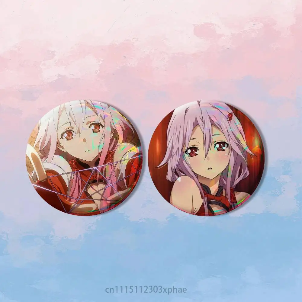 Inori Yuzuriha G-Guilty Crown 2 piece set Pins Creativity Printed Pictures Text Metal Lapel Badges Brooches Jewelry Gift