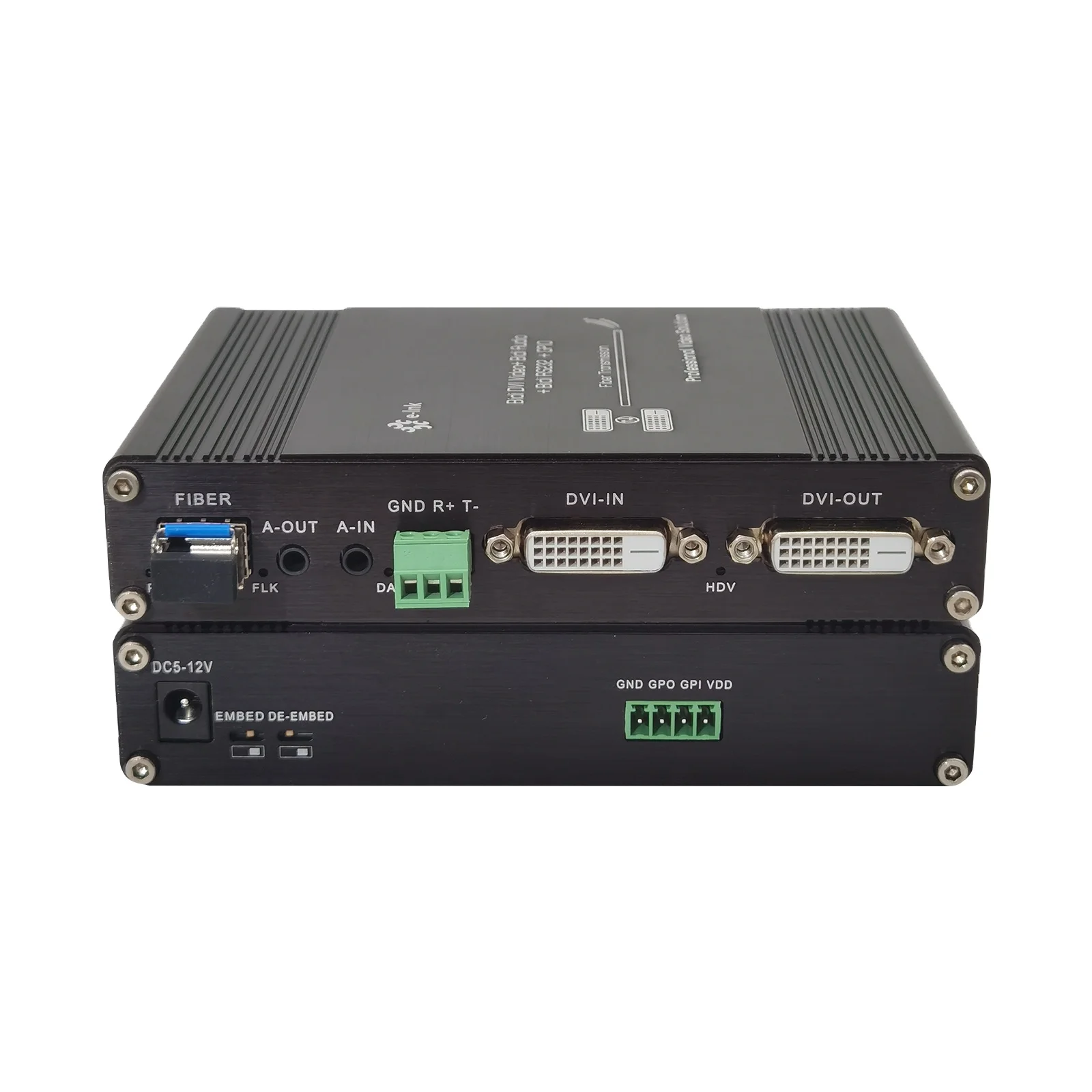 Bi Directional DVI Fiber Optic Extender Video Converter with RS232 + Stereo Audio for Home Video Theater LED TV Transmission