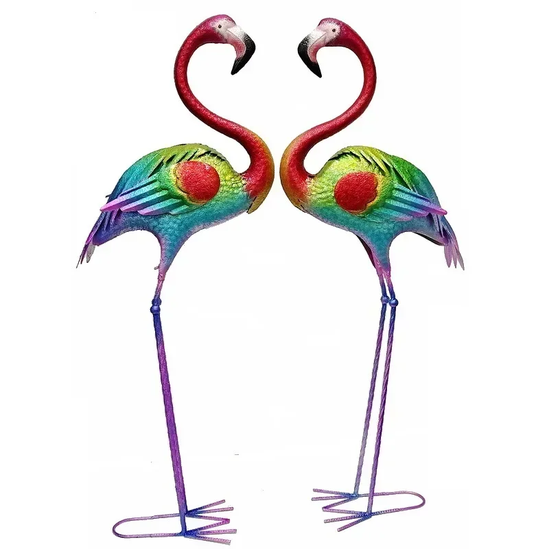 Outdoor wrought iron flamingo ornament garden courtyard hotel simulation sculpture playground layout