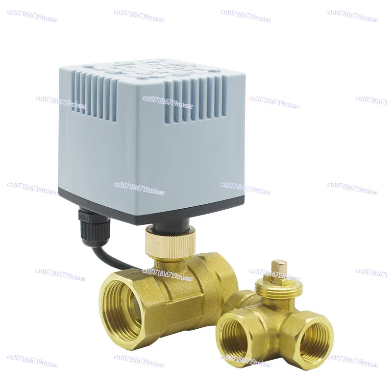 Two-way two-line one-control electric ball valve control water valve switch brass valve full-diameter leak-proof intelligent