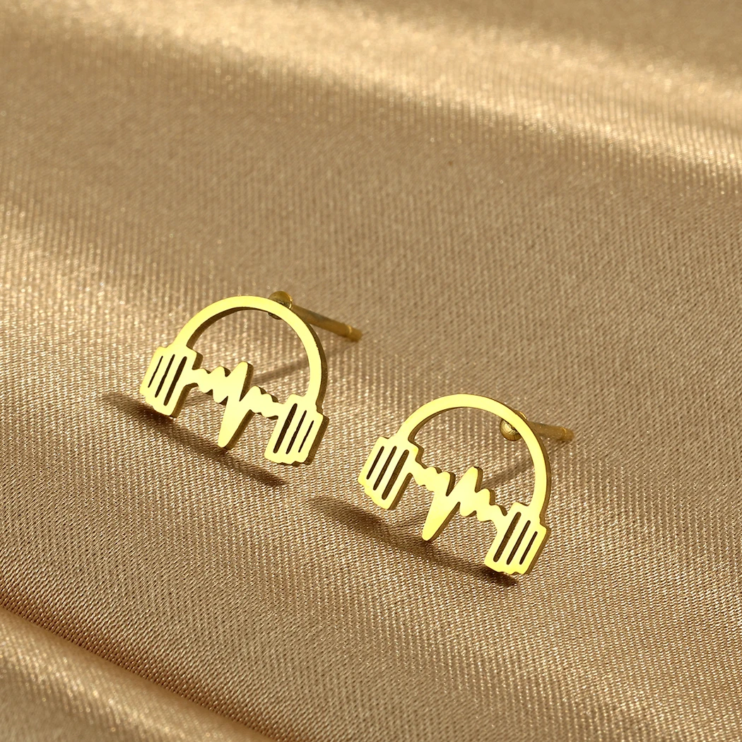 CHENGXUN Stainless Steel Headphones Earrings Musician Studs Musical Jewellery Music Studs Music School Gift Singer Jewellery