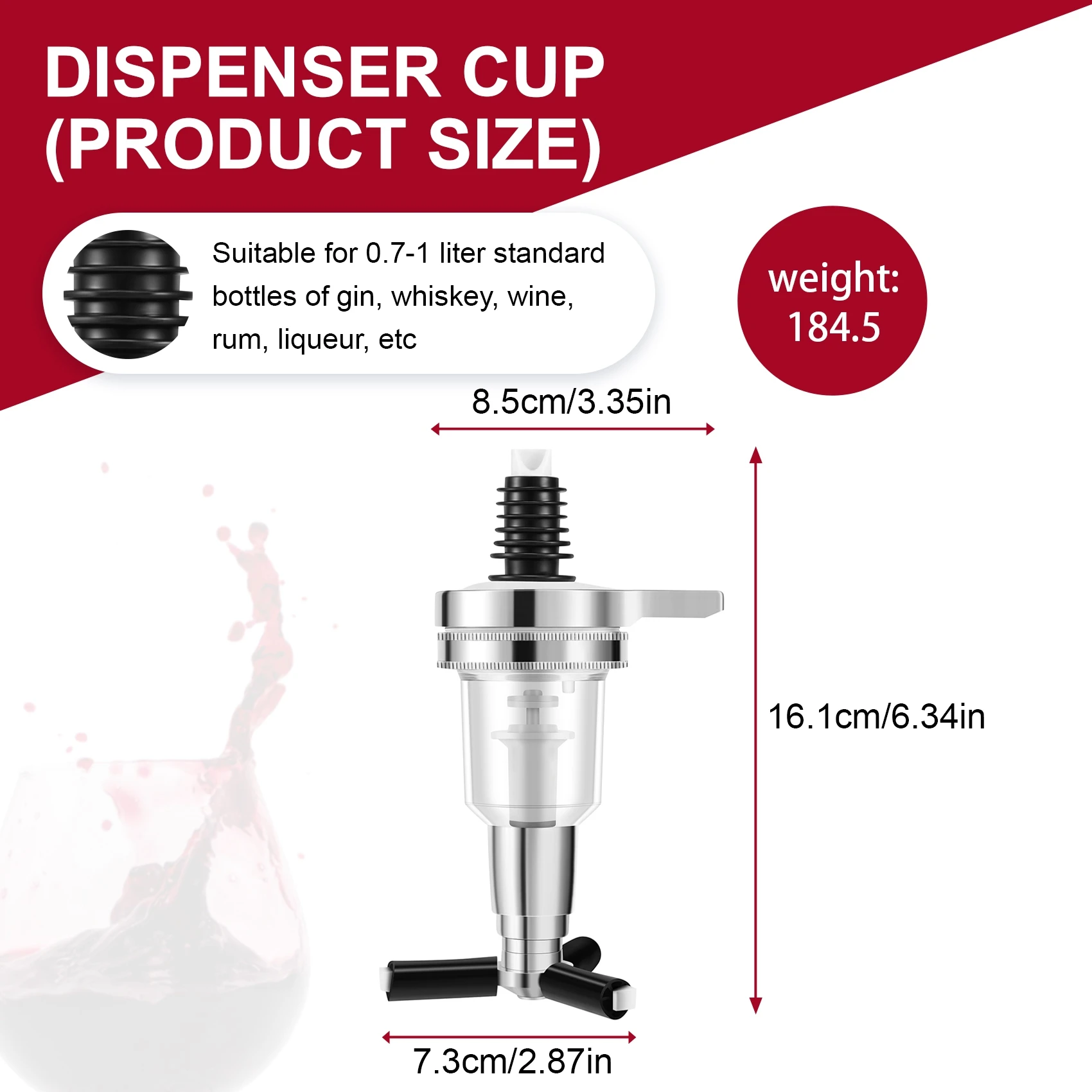 Exquisite-2Pcs Bar Butler Wall Mounted Replacement Nozzle Shot Dispenser For Revolving Liquor Caddy Bottle Holder
