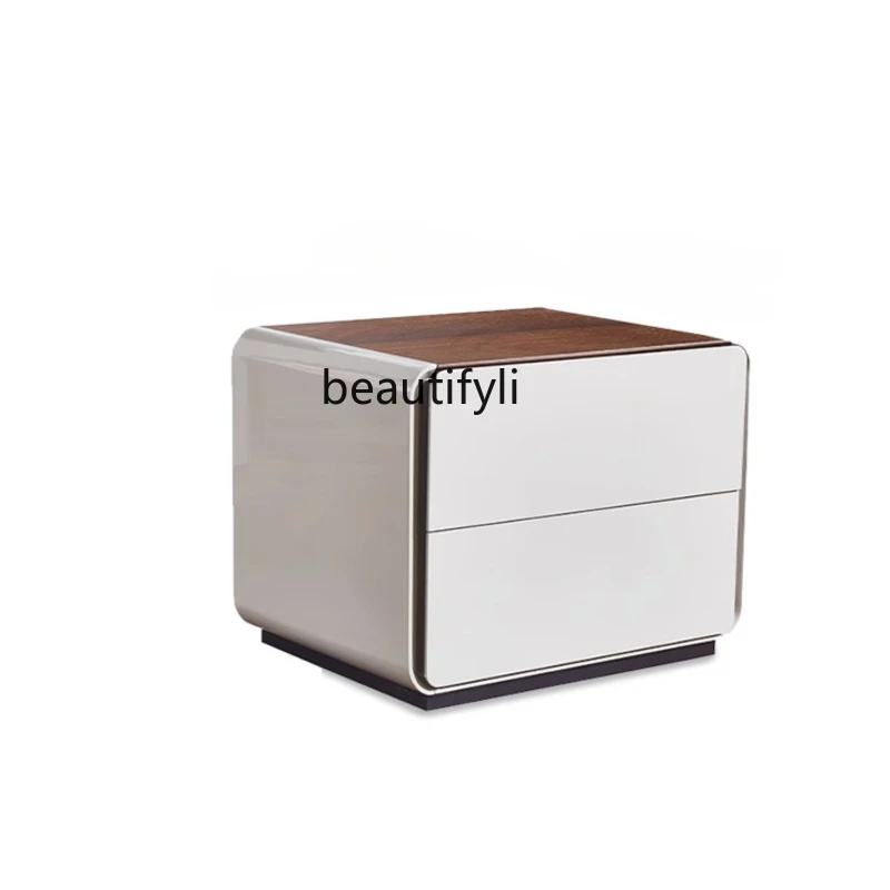 Minimalist Paint Small Apartment Storage Bedside Table Light Luxury and Simplicity Bedroom Designer Bedside Storage Cabinet