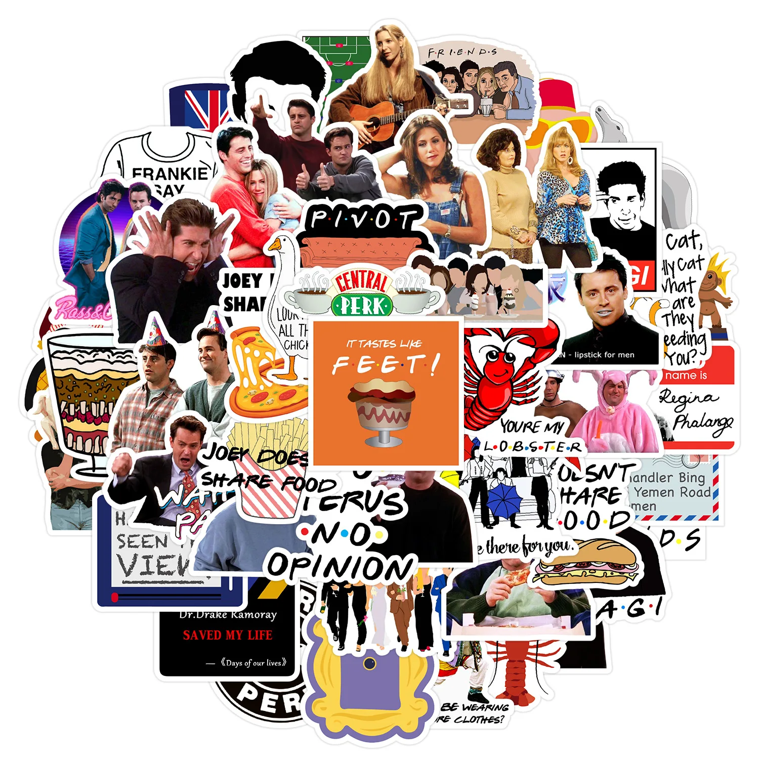50 Stück Amerikanische TV-Serie Friends Wasserfeste Graffiti-Aufkleber
