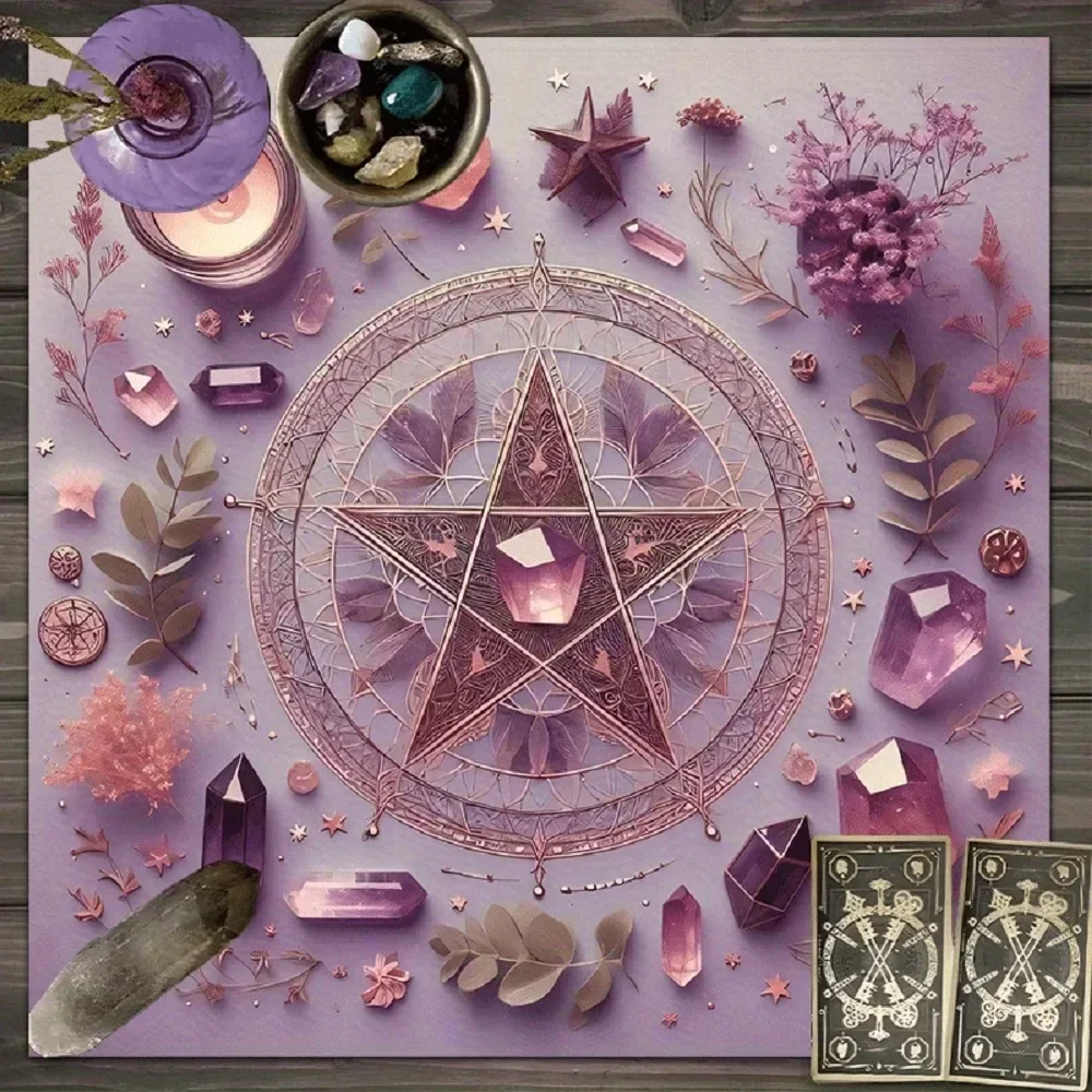 Mystic Crystal Star Altar Cloth Multiple Sizes Hd Sublimation Print Sky Witch Nature 100 Polyester Washable Tarot Wall Gift