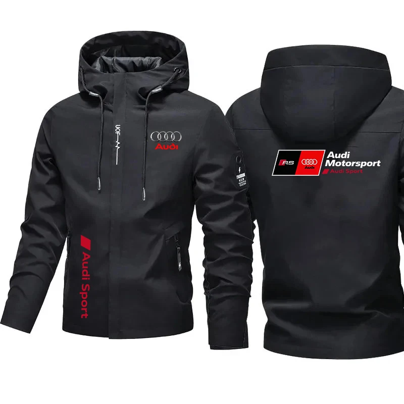 Audi Logo, High-Quality Sport Jacket, Windproof Jacket, Modern Hooded Shirt. Suitable for Motorcycle Enthusiasts as Well as Avia