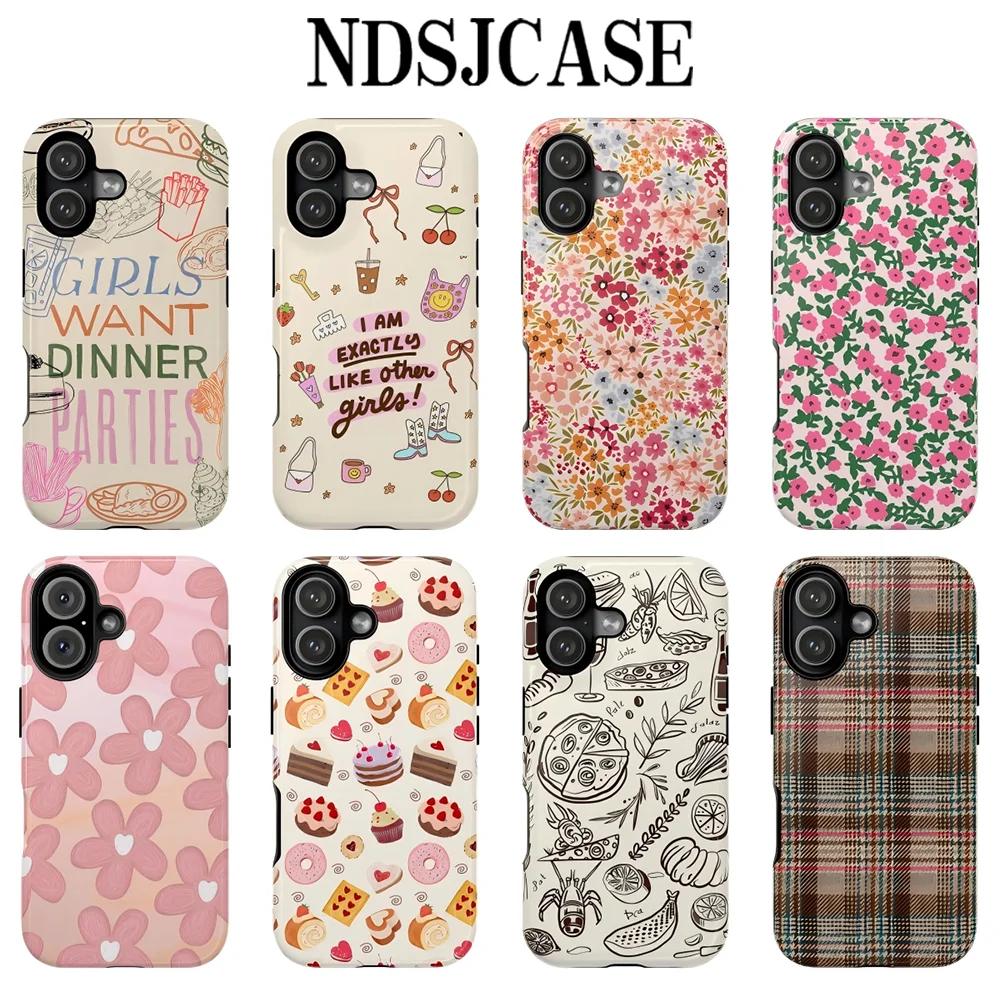 Vintage Plaid & Food Print Phone Case for Samsung Galaxy S20 S23 S24 S25 S26 FE Plus Ultra Edge 4G 5G Luxury Double-layer Cover