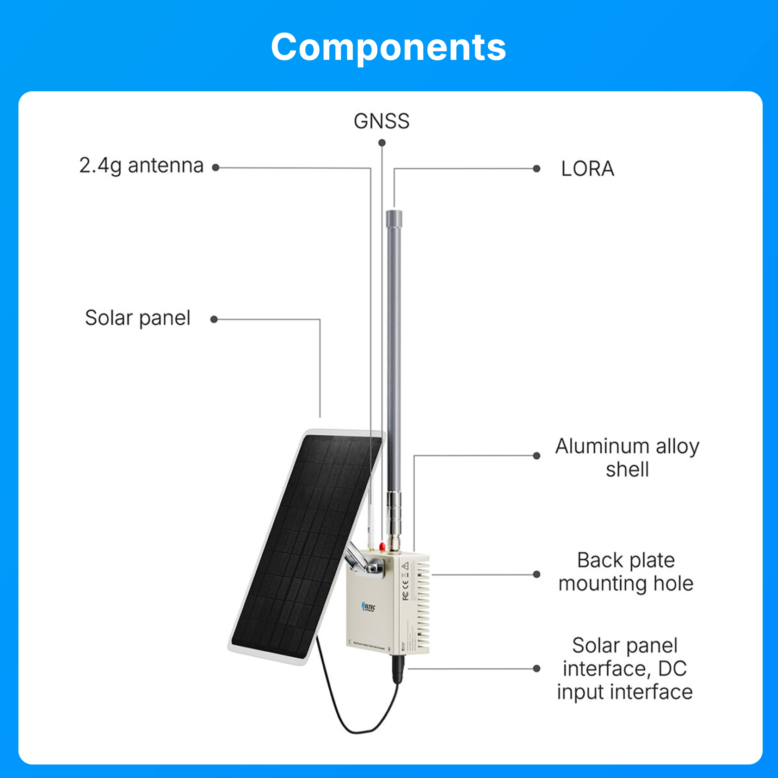 Heltec MeshTower V2 30dBm 18V Solar Panel Outdoor Node 3×2800mAh Lithium Battery NRF52840 IP65 Waterproof PD3.0 Input BLE LoRa