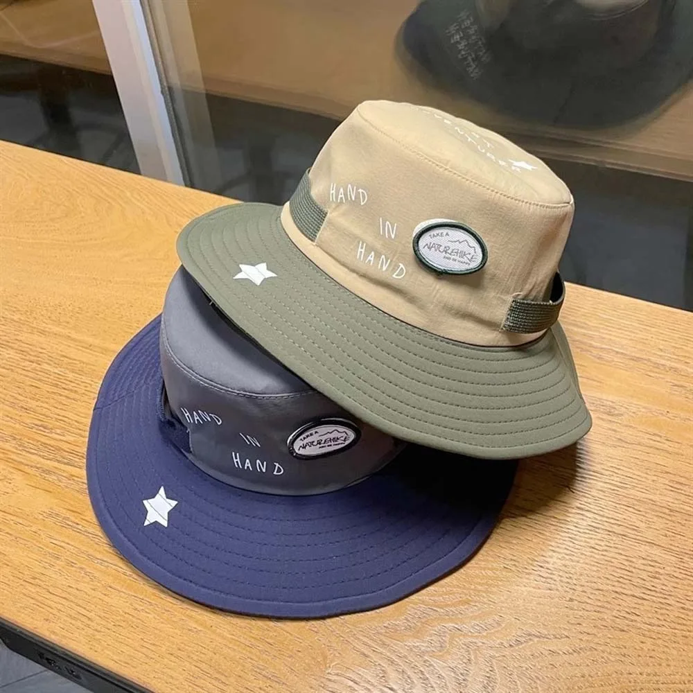 

Breathable Children Fisherman Hat Contrast Color Korean Style Bucket Cap Comfortable Letter Embroidery Quick-dry Sun Hat Boys