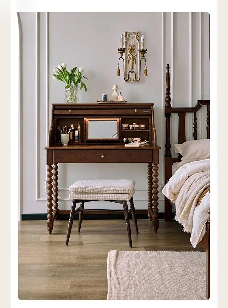 HXL retro solid wood dressing storage cabinet integrated bedroom dressing table advanced sense