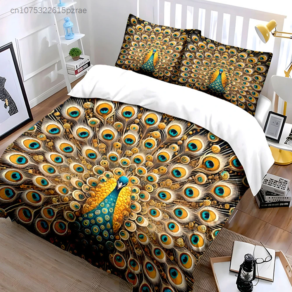 Luxury Peacock Decor Set Multiple Sizes kid's And adults' Bedroom Exquisite 3PC Bedding set, Gift