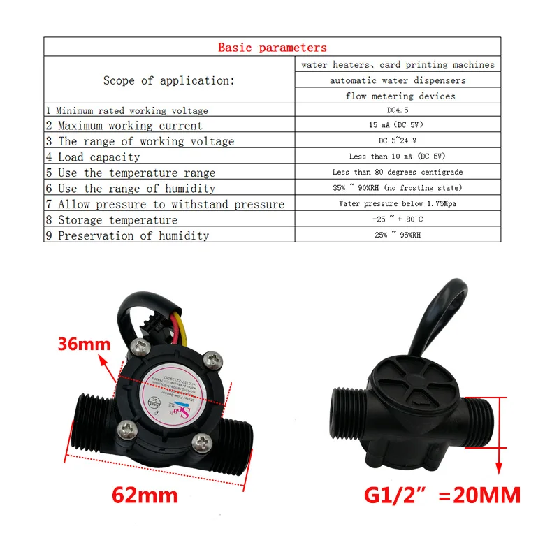 Dc 5-18v 9v 12v Water Sensorflowmeter Hall Flow Sensor Water Control Liquid Flow 1-30l/min 2.0mpa Sensor Switch Yf-s201