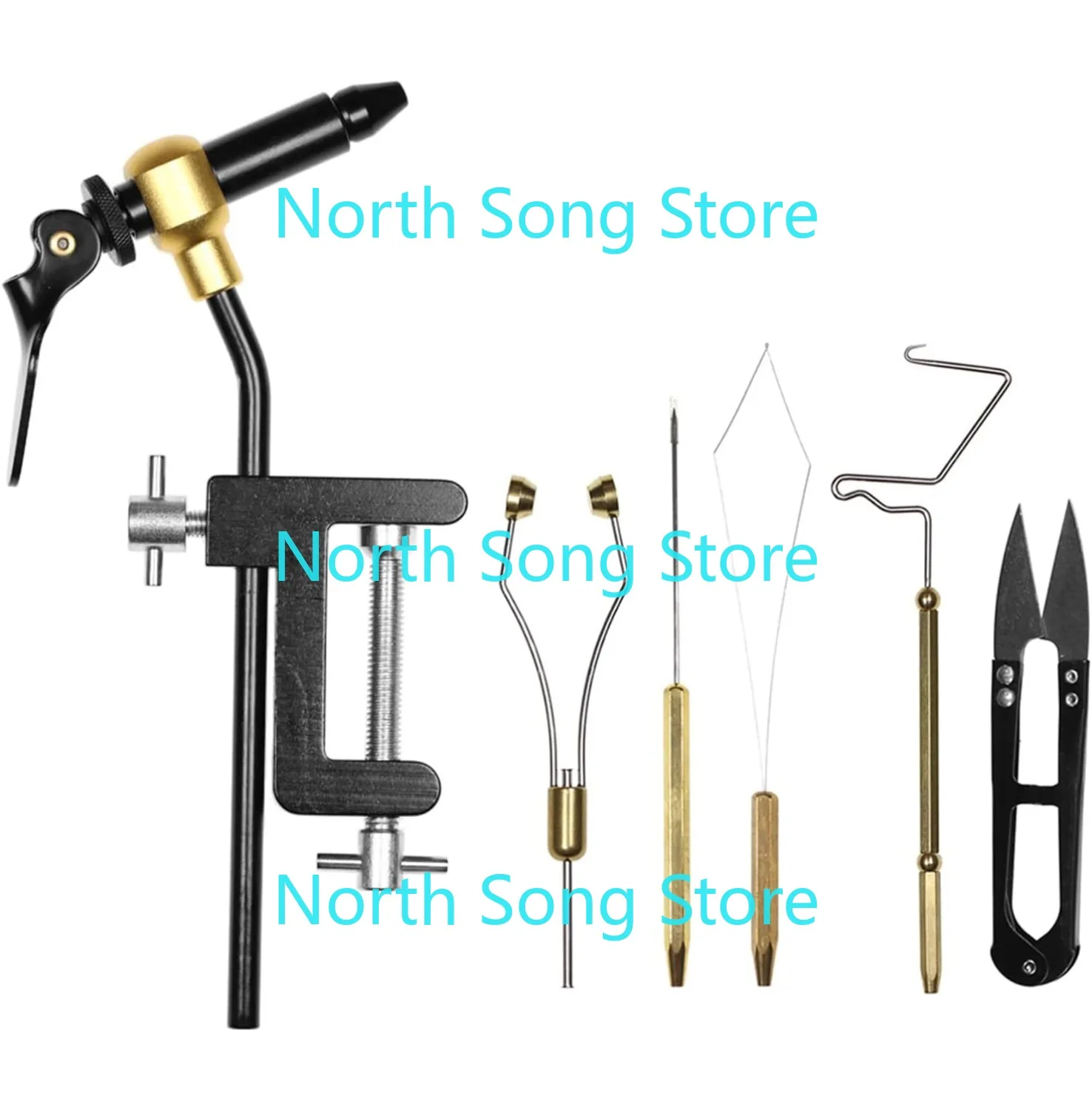 

Fly Tying Tools Kit with Fly Tying Vise Bobbin Holder Threader Needle Whip Finisher Scissors Fly Tying Kits