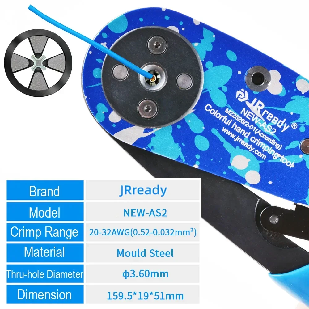 JRready ST2137 Wire Crimper KIT NEW-AS2 M22520/2-01 20-32 AWG Positioner For Miniature Connector And M39029 Solid Contact