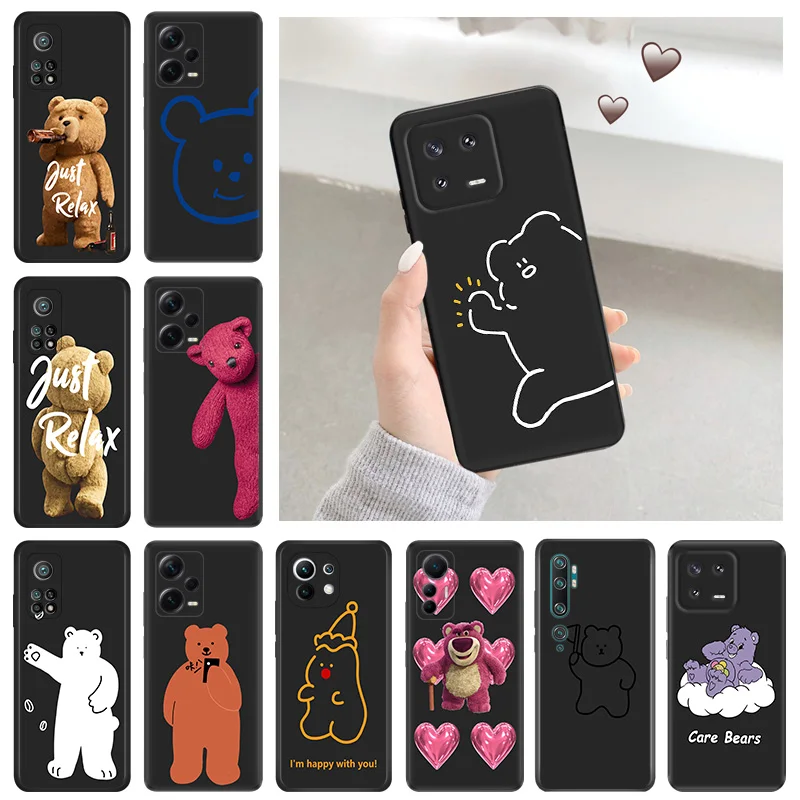 Custodia morbida in Silicone per Redmi Note 13 Pro 4G 5G 12 12c 13c Xiaomi 12t 12x 13Lite 12Lite Fashion Bear Teddy Cute Cover