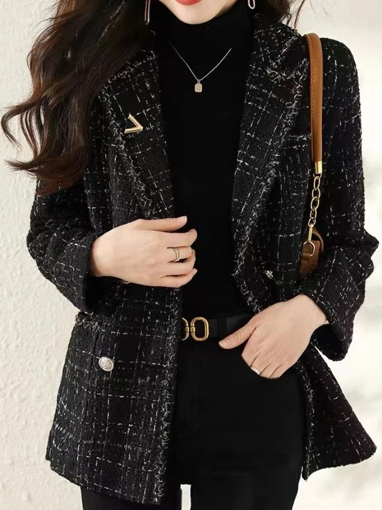 

Women's Thickened Plush Fashion Cotton Blend Tweed Blazer Coat - 2025 Autumn New Arrival Trendy Outerwear with Premium Look