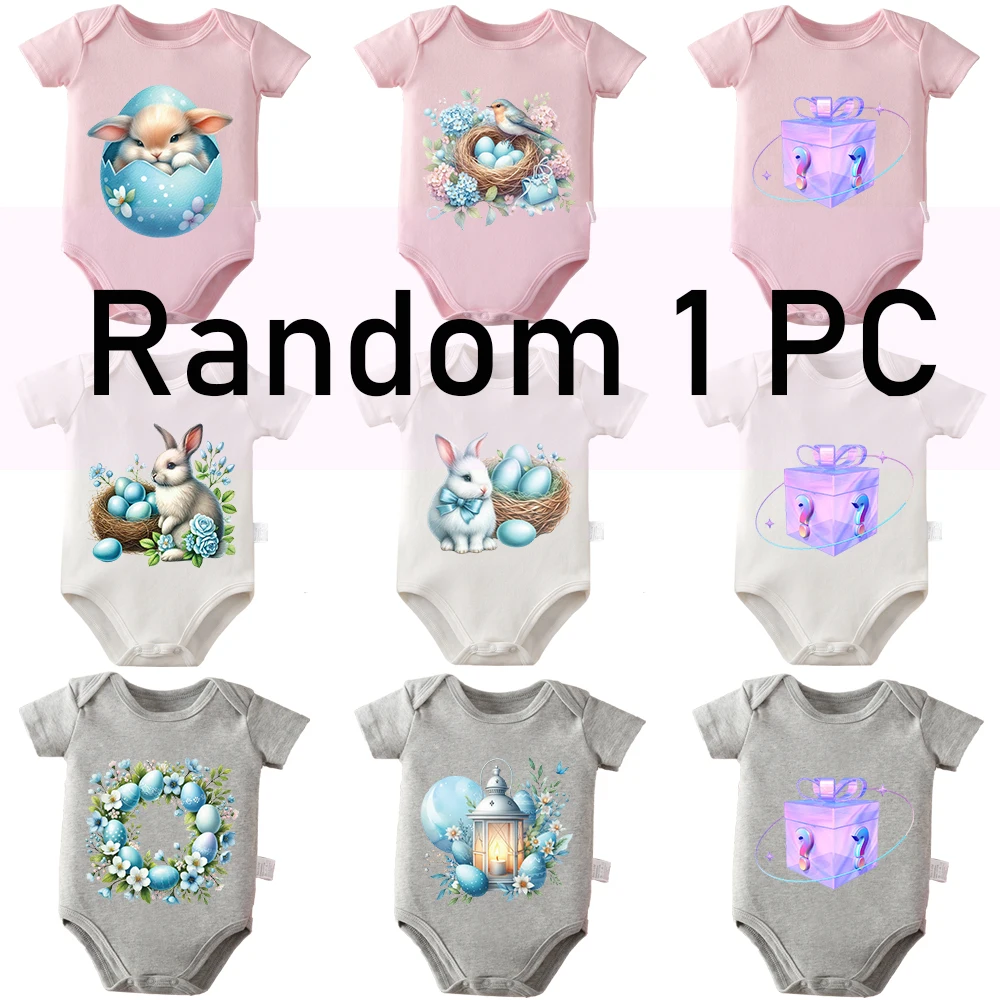 

100% хлопковый комбинезон-боди с милым кроликом (9 моделей, случайный выбор 1 шт.), удобная одежда для новорожденных от 0 до 12 месяцев