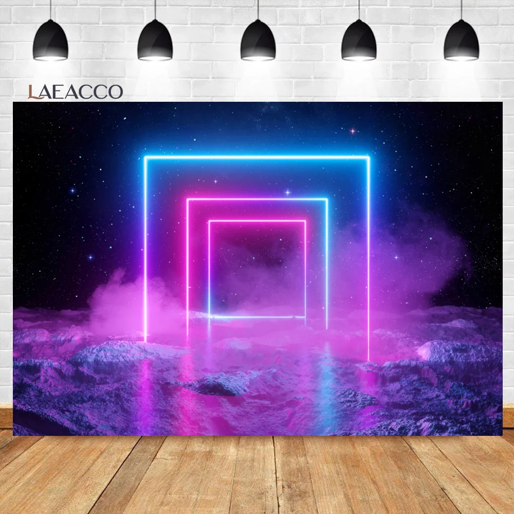 Laeacco Dreamy Fluorescent Aperture Stage Laser Beam Dancing Music Bar Background Baby Customized Portrait Photographic Backdrop