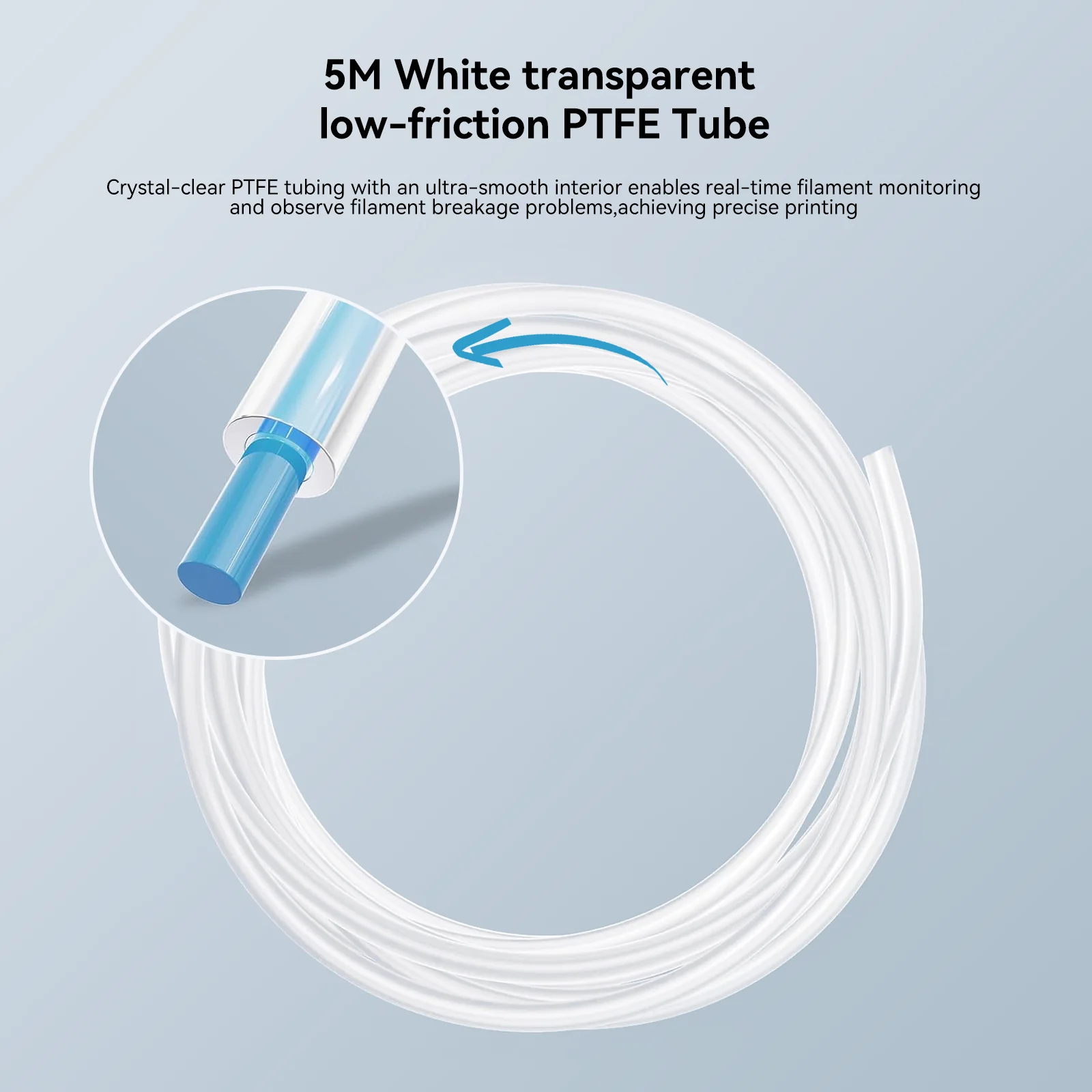 JuWecubic PTFE Tube for 3D Printers, 5M 2.5mmx4mm Includes Tube Cutter